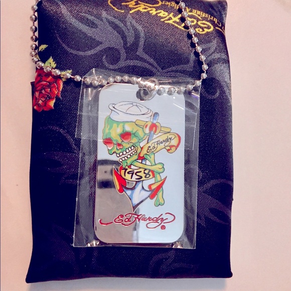 NWT Ed Hardy Dog Tag with COA and pouch. - Picture 1 of 5